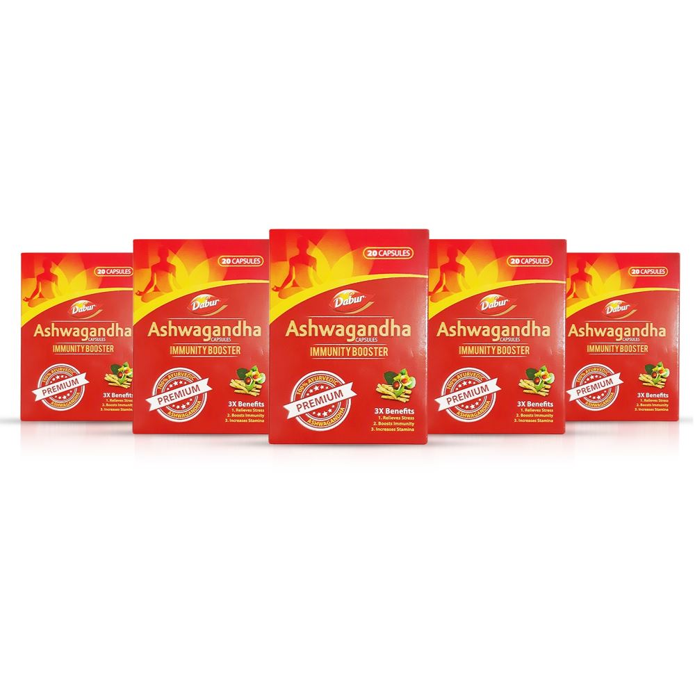 Dabur Ashwagandha Capsules Immunity Booster 20caps, Pack of 5