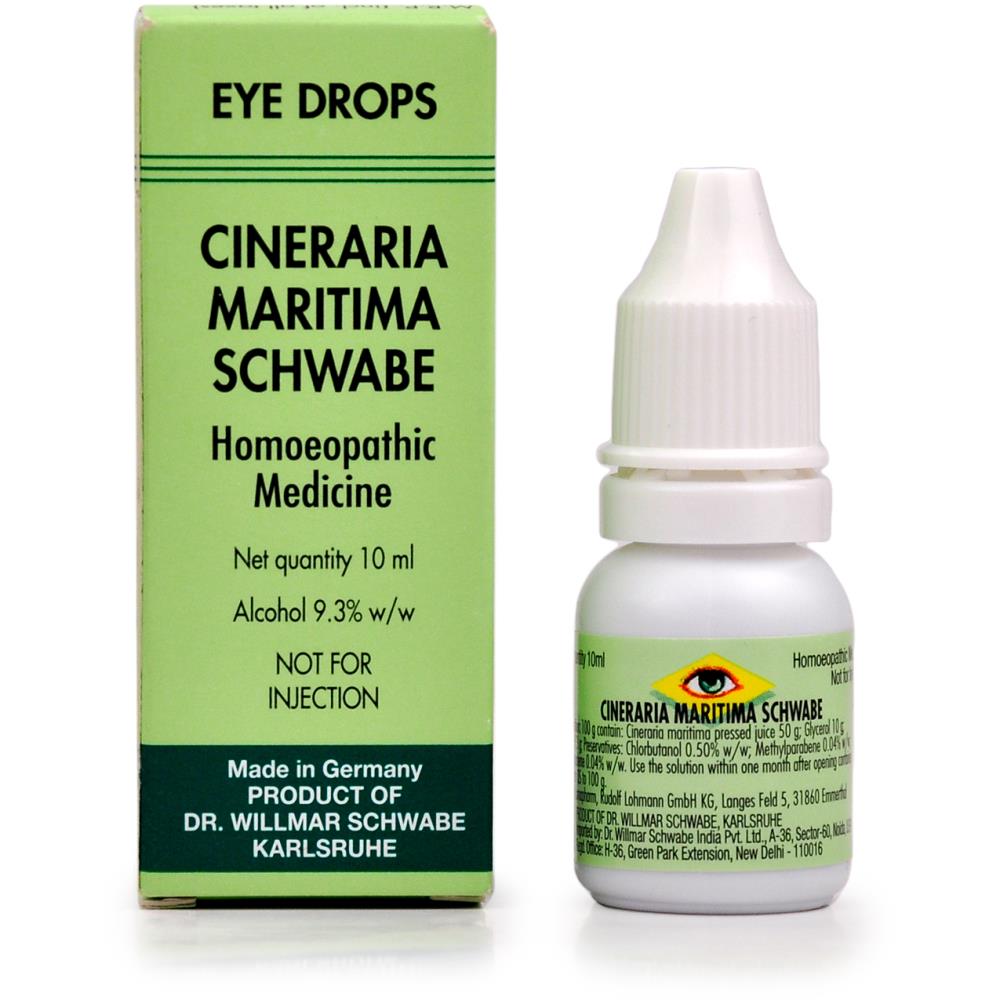 BUY Willmar Schwabe Germany Cineraria Maritima Eye Drops Alcohol 10ml DISCOUNT 55% OFF COD | Homeonherbs Cineraria Maritima Eye Drops 10 ml