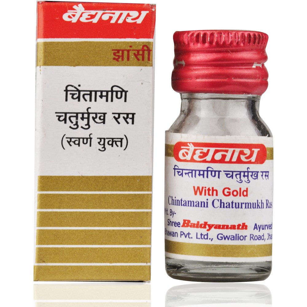 Baidyanath Chintamani Chaturmukh Ras Swarna Moti Amber Yukta 10tab