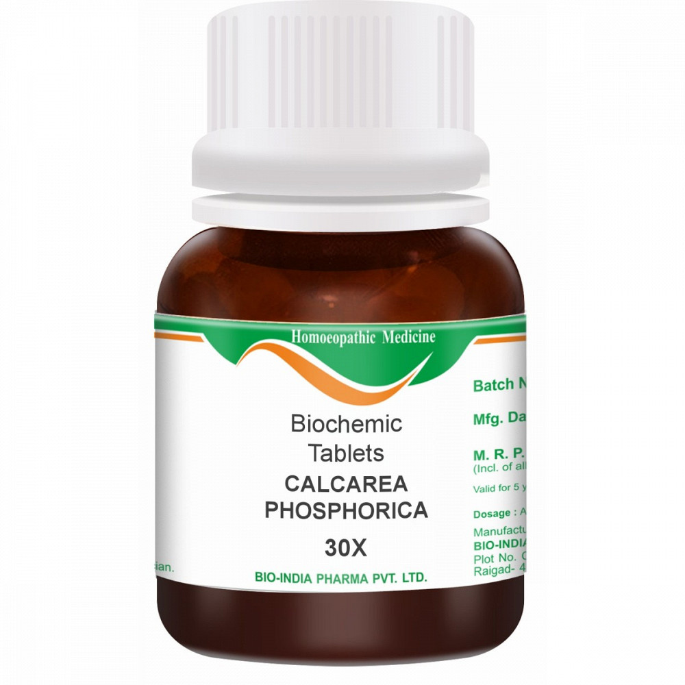 Bio India Calcarea Phosphorica 30X 25g For Delayed Dentition, walking, Heals fracture, Joint pains, Weakness