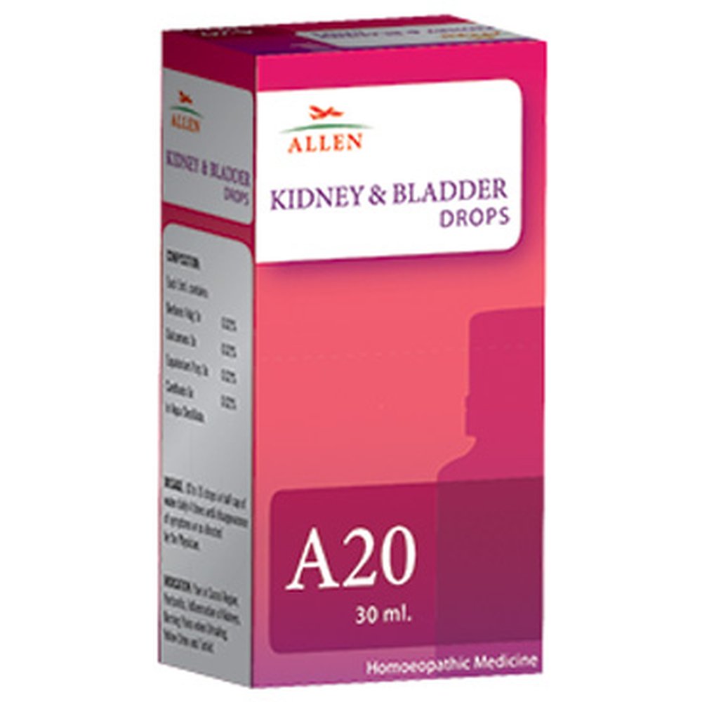 BUY Allen A20 Kidney & Bladder Drops 30ml DISCOUNT 55% OFF COD | Homeonherbs A20 Kidney & Bladder Drops