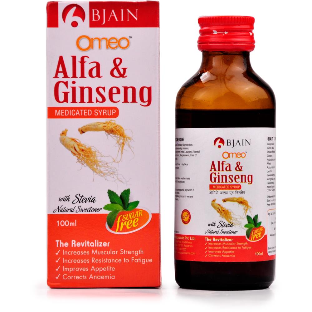 B Jain Omeo Alfa & Ginseng Syrup Sugar Free 100ml