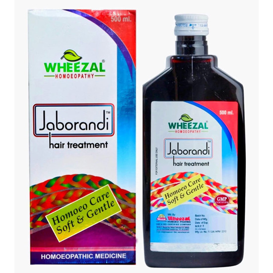 Wheezal Jaborandi Oil हेयर ट्रीटमेंट ऑयल (500ml) Wheezal Jaborandi hair Oil (500ml)Applied For Anti-dandruff, Anti-hair Fall, Hair Growth, Hair Strengthening, Hair Thickening, Lustre, Healthy Scalp & Shine, Prevents Greying and Start Getting Stress Relief