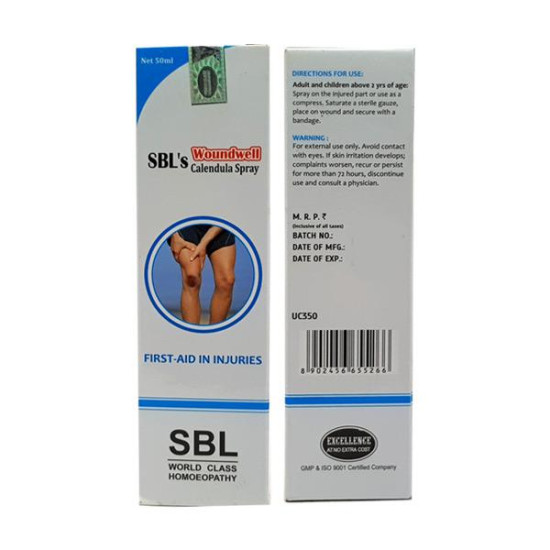 SBL Woundwell Calendula Spray 50ml SBL Woundwell Calendula Spray 50ml for Antiseptic Spray that Heal Injuries