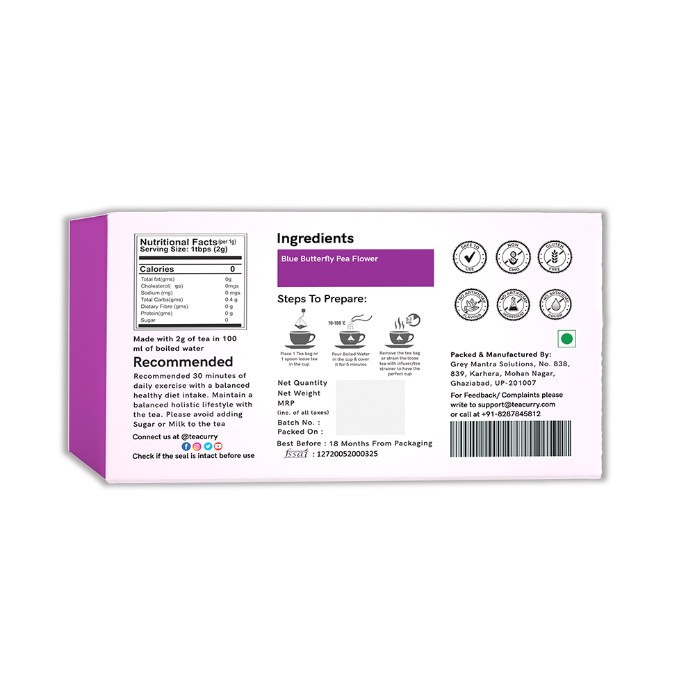 Blue Butterfly Tea - Helps in Skin Glow, Hair Growth, Eyesight, Mood Enhance