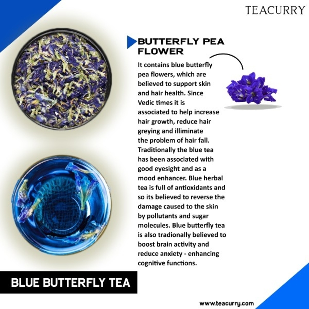 Blue Butterfly Tea - Helps in Skin Glow, Hair Growth, Eyesight, Mood Enhance