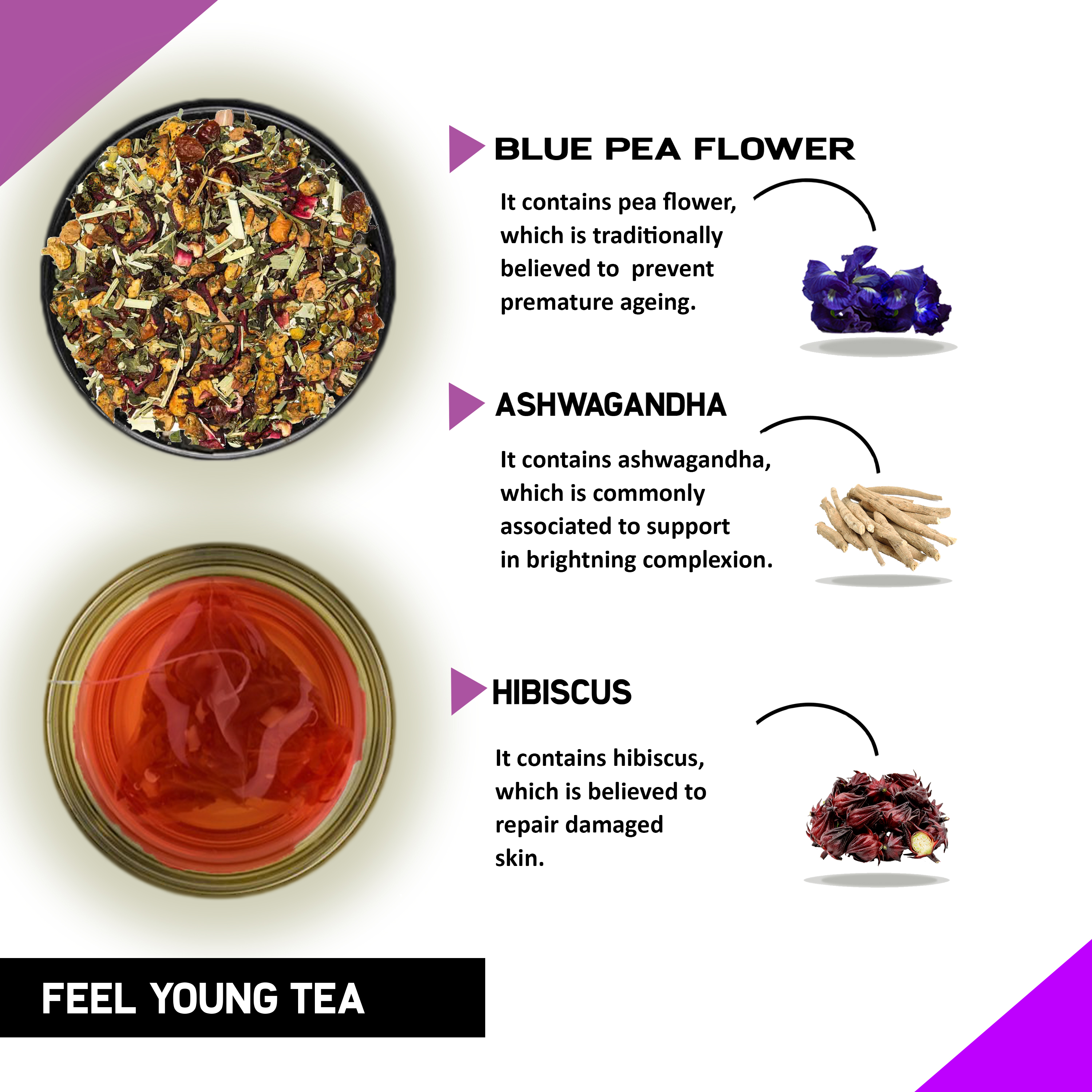 Anti Ageing Tea - Feel Young Tea helps in Skin Glow, Hair Care and Premature Ageing
